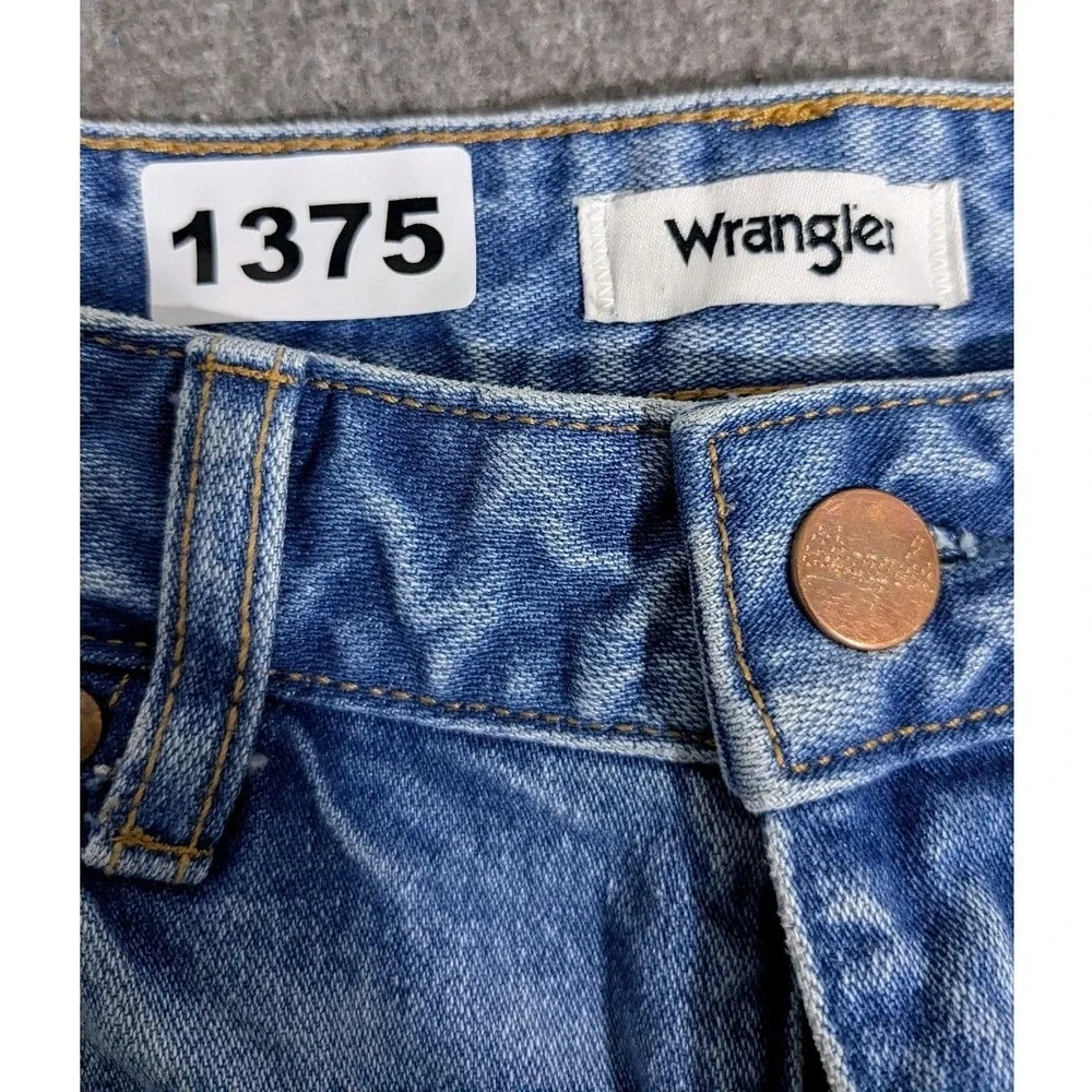 Wrangler Earthwash High Rise Straight Leg 27x28 Jeans Light Blue Distressed